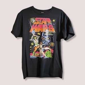 Unisex Disney Lucas Films Retro Comic Star Wars T Shirt in Black Size Medium NWT